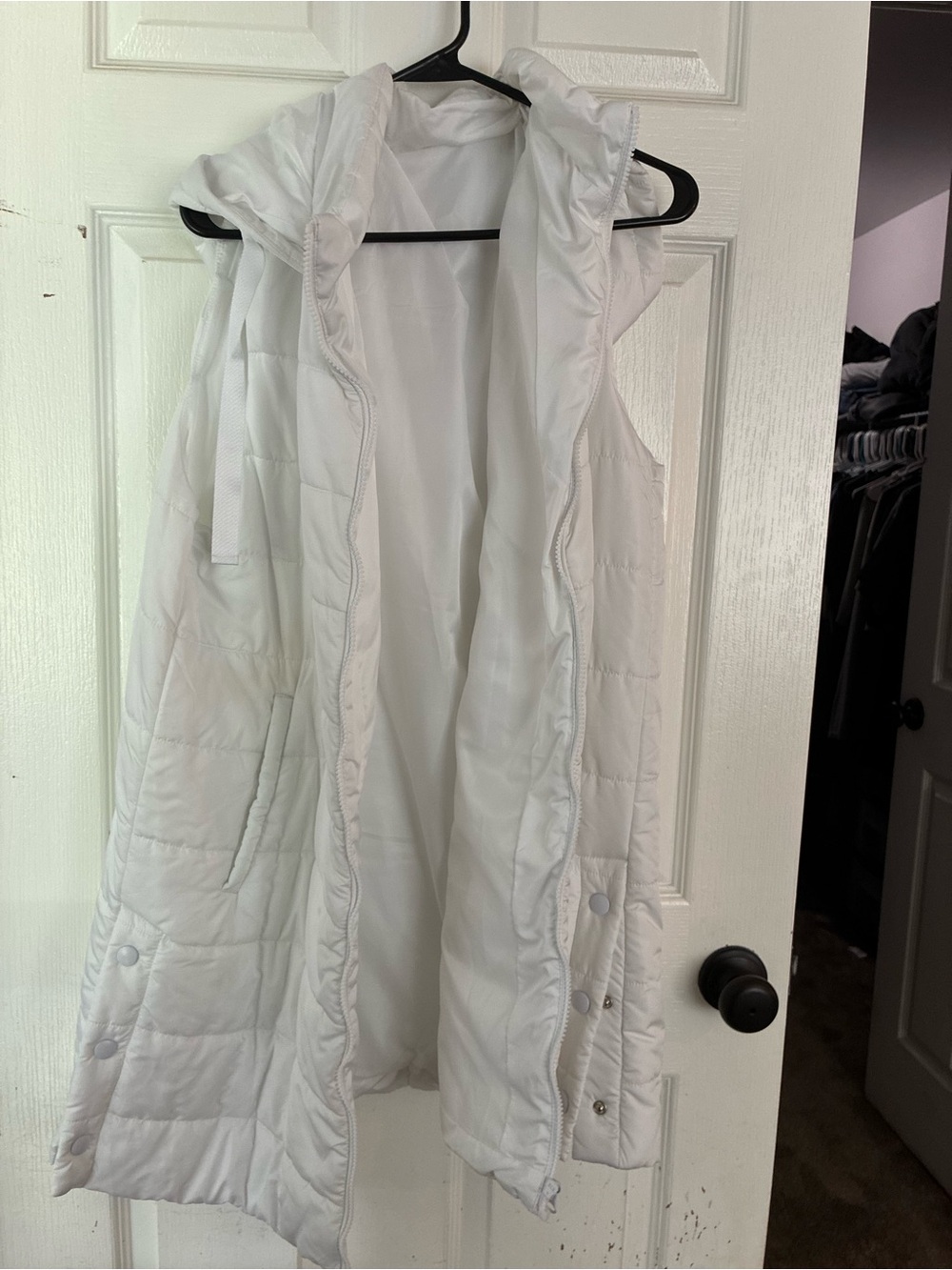 White Hooded Puffer Vest XXL